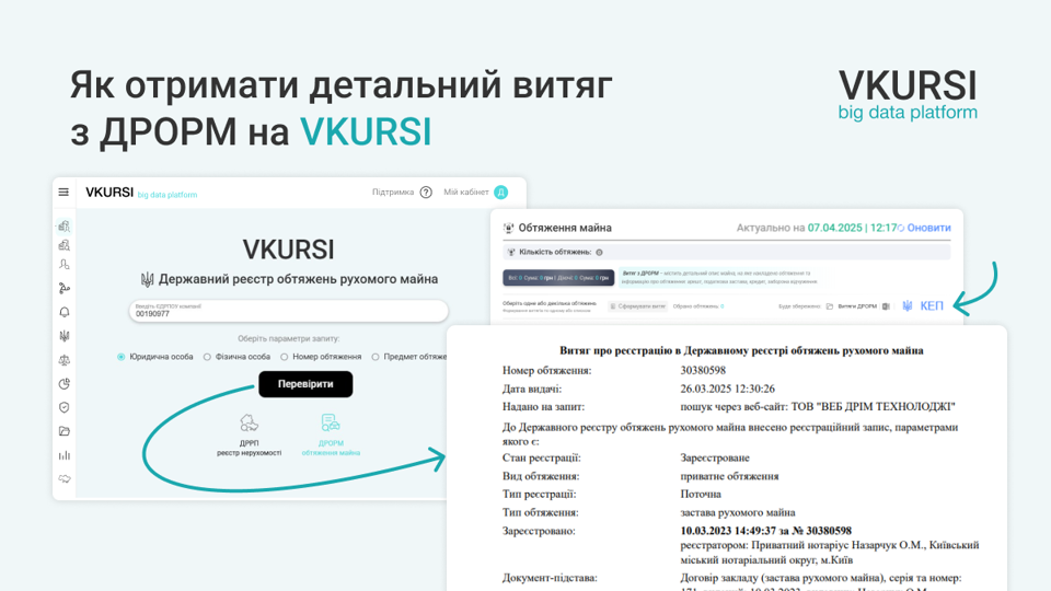 Як отримати детальний витяг з ДРОРМ на VKURSI